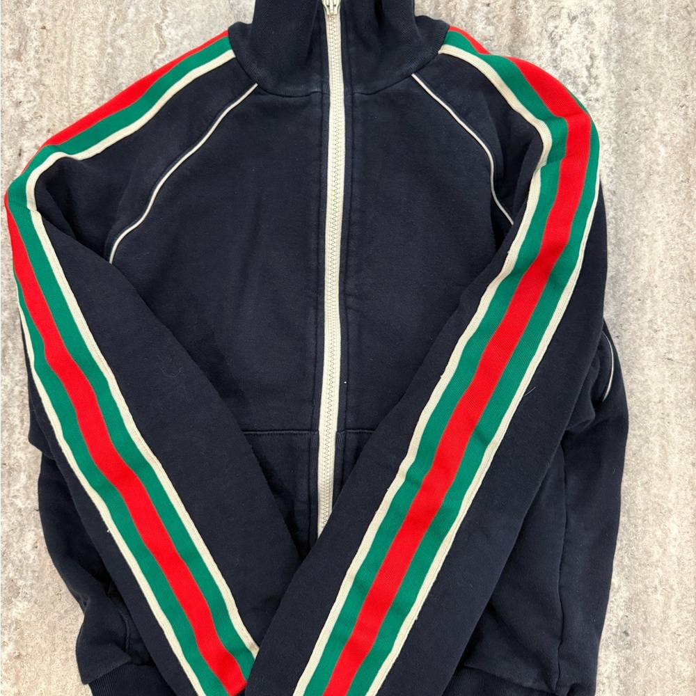 Gucci Navy Jacket with Bold Stripes